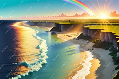 Premium AI Image | Sunrise and sunset light on the ocean beach island ...