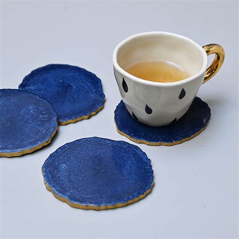 Blu Resin Round Coasters Set – Mora Taara