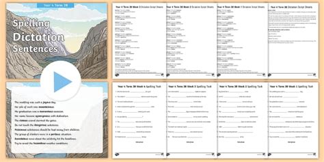 Year 4 Term 3B Spelling Dictation Sentences Activity Pack