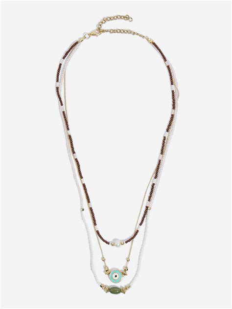 Buy Westside Accessories Multicolour Layered Beaded Evil Eye Necklace ...