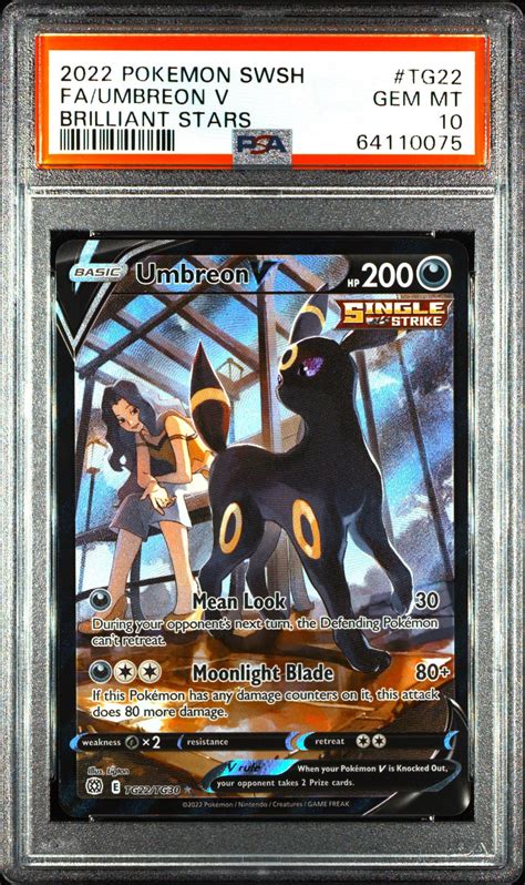 2022 Pokemon Sword & Shield Brilliant Stars Tg22 Full Art/umbreon V PSA ...