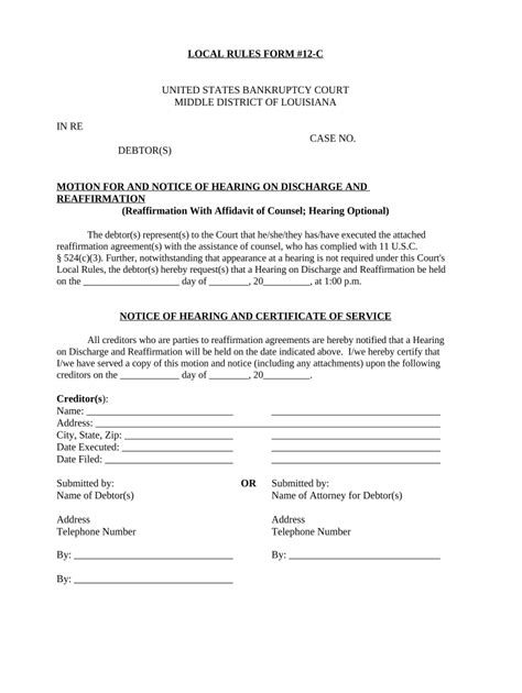 Motion for Discharge and Reaffirmation - Fill Out, Sign & Share Online ...