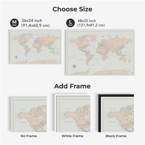 World Map on Canvas - Antique - Enjoy The Wood