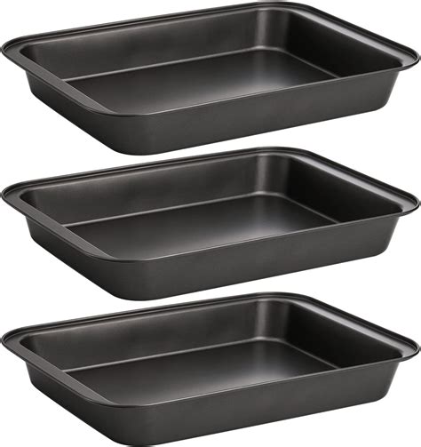 Amazon.com: FISDEN Set of 3 Rectangular Cake Pan, Non-Stick Baking Pan ...