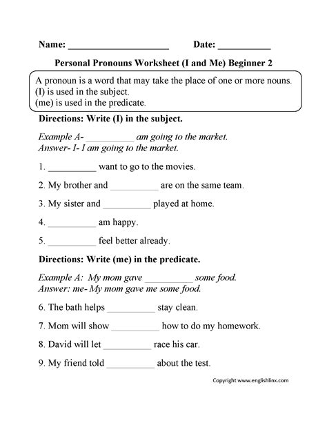 Free Pronouns Worksheets | Printable Grammar Practice for All Ages