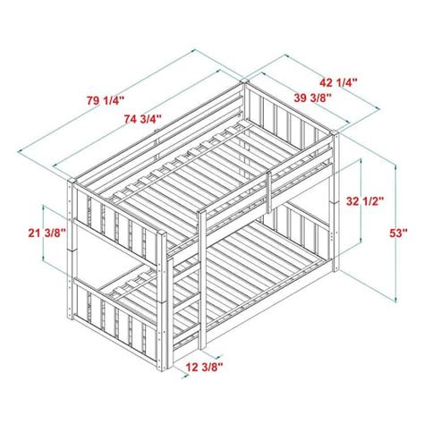 Buy Grey Solid Wood Modern Twin Bunk Bed with Integrated Ladder Online ...