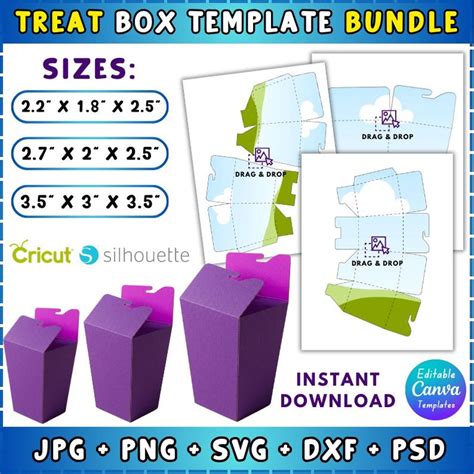 Treat Box Template Bundle, Canva Editable Gift Box Templates, Gift Box ...