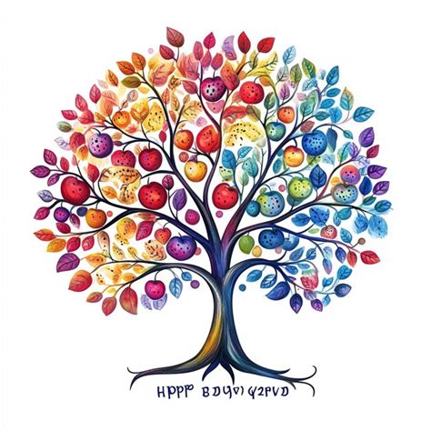 Un dessin d'un arbre avec les mots joyeux anniversaire dessus | Image ...