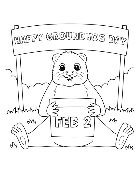Groundhog Day Coloring Pages Free Printable Transmissionpress ...