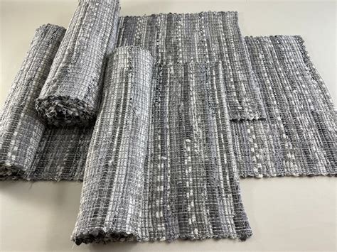 Handwoven 13" Wide Table Runner or Placemat in White, Grey,black Using ...