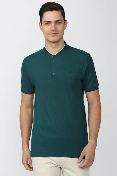 Buy Men Green Solid Stylized Neck T-shirt Online - 743384 | Peter England