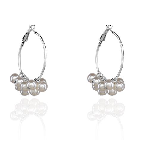 Pearl Fusion Silver Hoop Earrings – FASHKA