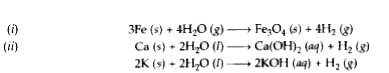 Write equations for the reactions of (i) iron with steam (ii) calcium ...