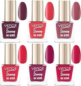 Buy VERGE STUNNING COLORS NAIL POLISH (LONG LASTING WITH 5 FREE FORMULA ...