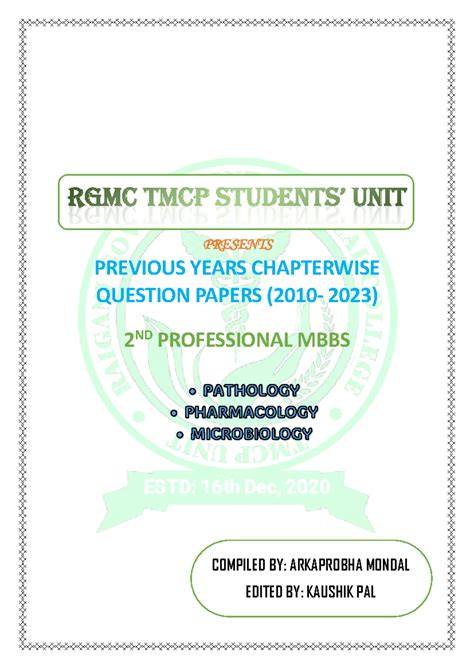 PYQ 2ND YEAR MBBS PATHOLOGY (2010-2023) CHAPTERWISE QUESTION PAPERS ...