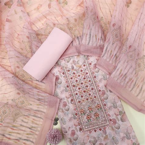 Noor Blush Pink Cotton Linen Top with Cotton Linen Dupatta ...