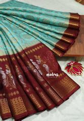 Turquoise blue - Banarasi katan silk full weaving body - Durga – Madras ...
