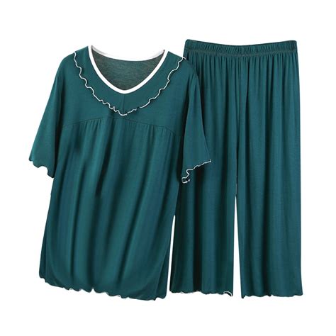 GERsome Plus Size Women's Capri Pajama Sets - 2 Piece Sleepwear Top and ...