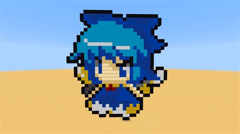Made a pixel art of cirno in minecraft. : r/touhou