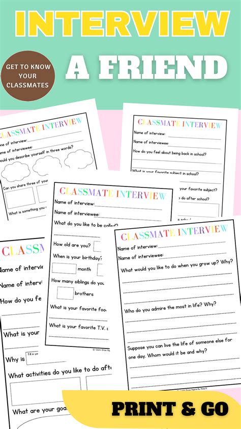 Friend Interview Worksheet 的图像结果