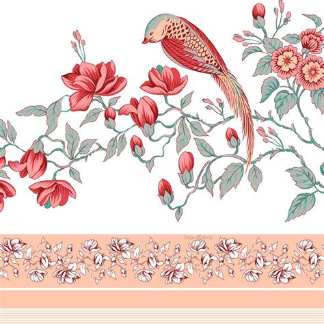 Peach Blossom Paradise Bird Motifs King Size Bedsheet – JaipurFabric®