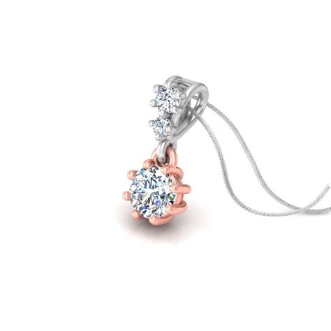 Rose & White Dual Tone Gold Solitaire Pendant, 0.25 Carat Lab Grown Di ...