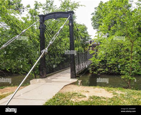 The Swinging Bridge Historical Landmark which spans Carroll Creek at ...