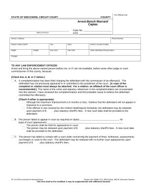 wi warrant Doc Template | pdfFiller