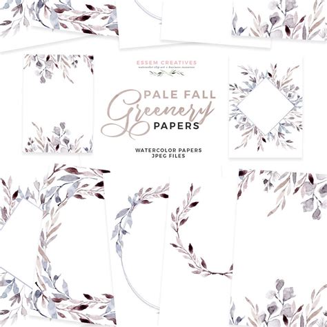 Buy Watercolor Floral Digital Papers & Borders, Fall Leaves Card ...