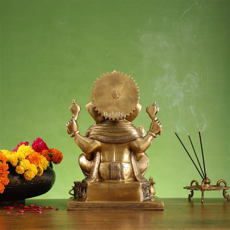 Brass Superfine Lord Ganesha Statue with Ashtavinayak Engraving - 13 i ...