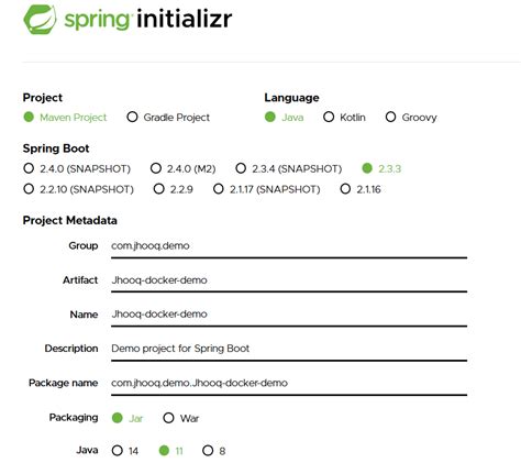 Spring Boot Initializer 的图像结果