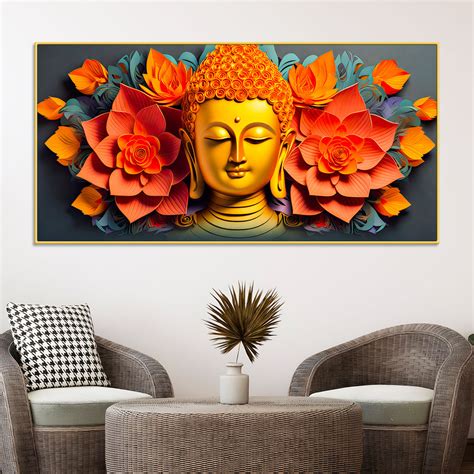 Floral Buddha Wall Canvas Painting for Home Decoration
