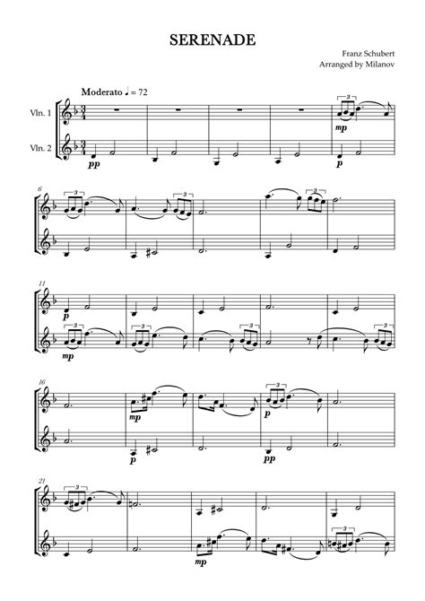 Serenade | Schubert | Violin duet (arr. Milanov) by Franz Schubert ...