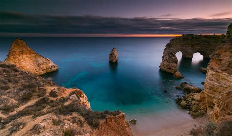 Download Algarve Portugal Coast Ocean Nature Sunset Landscape Arch HD ...