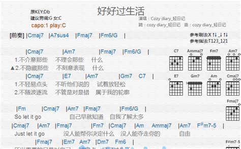 CozyDiary《好好过生活》吉他谱_C调吉他弹唱谱_和弦谱 - 打谱啦