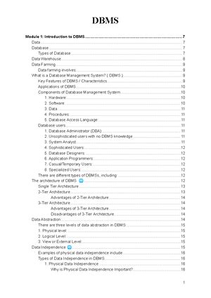 DBMS - dbms and its advantages - 1 Aug 7, 2024 DBMS Database System It ...
