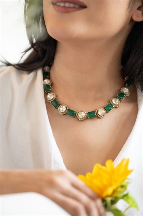 Arleth Emerald Green Necklace Set – Do Taara