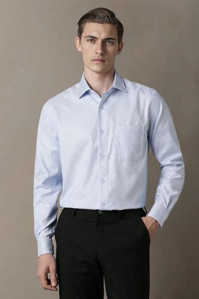 Buy Men Blue Classic Fit Print Full Sleeves Formal Shirt Online ...