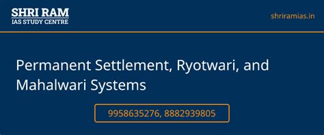 Permanent Settlement, Ryotwari, and Mahalwari Systems | Best IAS ...