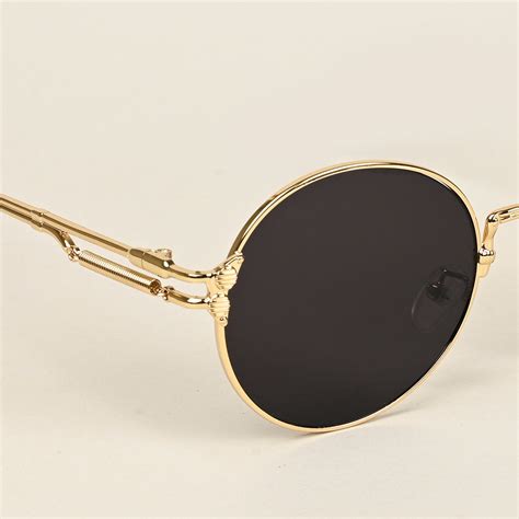 Round Sunglasses (Black Lens | Golden Frame - MG5185)