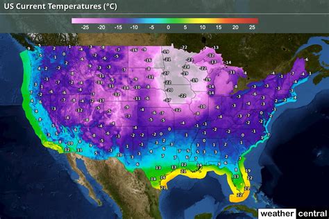 US Current Temperatures (Celsius)