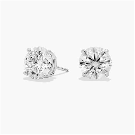 Four Prong Round Brilliant Lab Grown Diamond Stud Earrings in 14k White ...