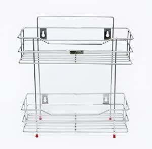 RS Wall Mount 2 Layer Stainless Steel Multipurpose Kitchen Rack for ...