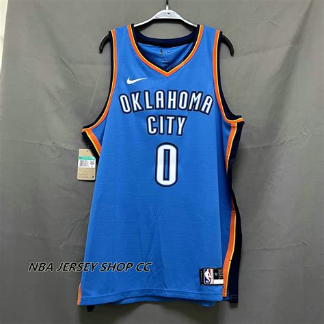 Nam NBA Oklahoma City Thunder 0 Russell Westbrook Jersey Màu xanh ép ...
