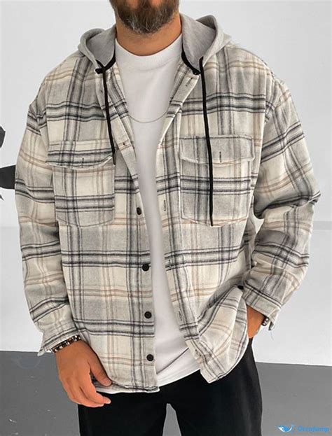 OrcaJump – Mens Flannel Shirt Jacket Button Down Long Sleeve Shirt ...