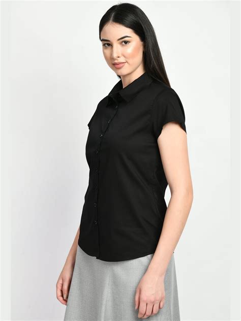 Exude Creativity Cap Sleeves Shirt (Black)