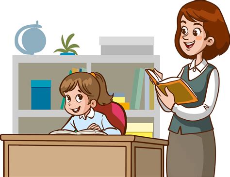 teacher and students are studying in the classroom cartoon vector ...