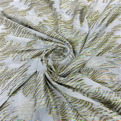 Buy White with Multicolor Lurex Georgette Jacquard Fabric Online ...