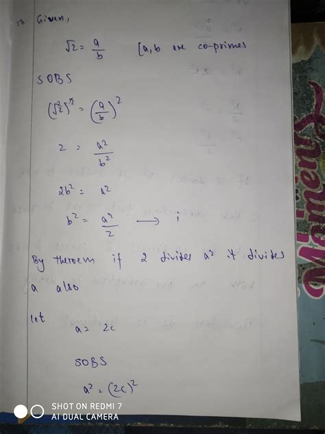 proof that root 2 is irrational - Brainly.in