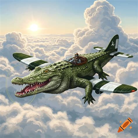 Plane with a crocodile head on Craiyon